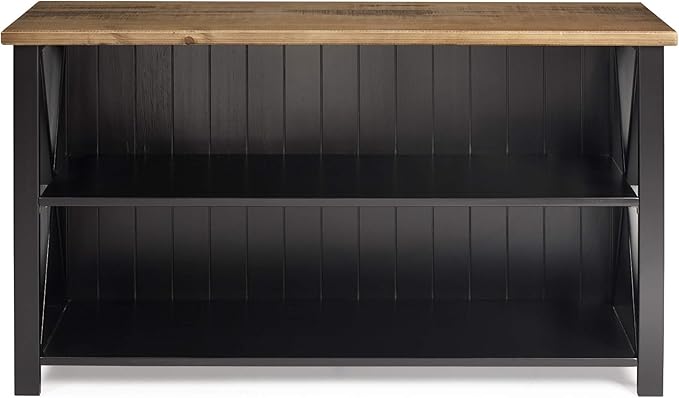 Walker Edison 2 Tier Modern Farmhouse Wood Bookcase Bookshelf Storage Home Office Storage Cabinet, 52 Inch, Black - LeafyLoom