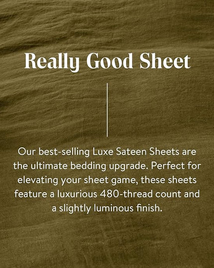 Brooklinen Luxury Sateen 4 Piece Sheet Set - 100% Cotton, Twin XL Size in Window Pane - 1 Fitted Sheet, 1 Flat Sheet, 2 Pillowcases | Best Luxury Sheets - LeafyLoom