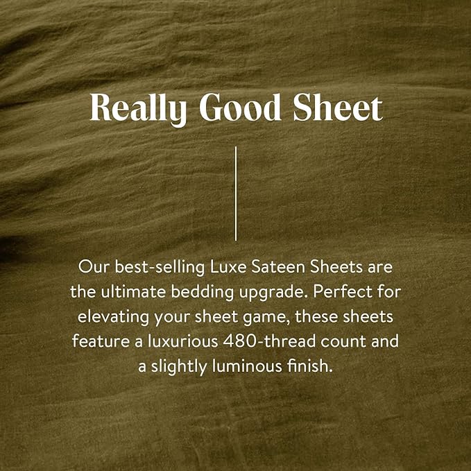 Brooklinen Luxury Sateen 4 Piece Sheet Set - 100% Cotton, Twin XL Size in Graphite - 1 Fitted Sheet, 1 Flat Sheet, 2 Pillowcases | Best Luxury Sheets - LeafyLoom