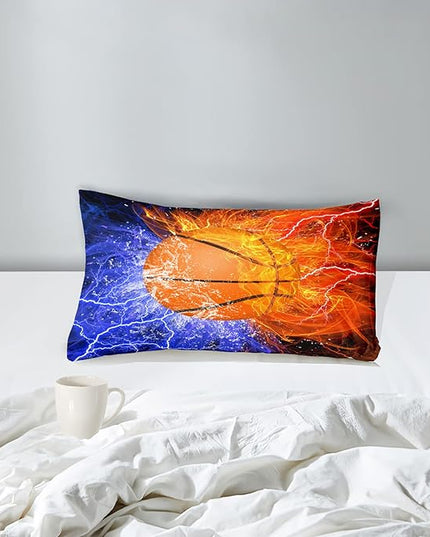 Basketball Comforter Set Twin Size Comforter Set for Boys Basketball Bedding Basketball Comforter Set Sport Microfiber Twin Bedding Set for Kids Boys Teens, 1 Comforter+1 Pillowcase - LeafyLoom