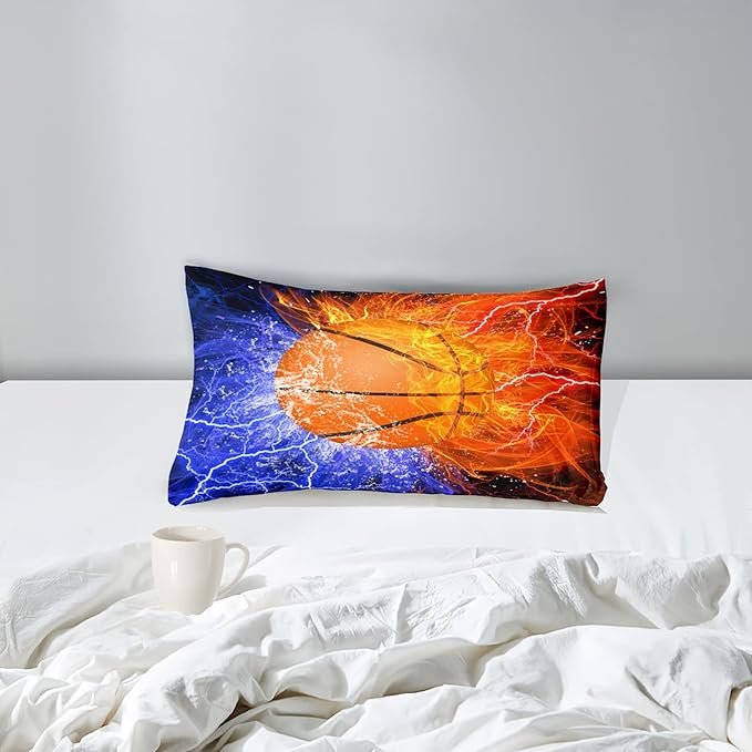 Basketball Comforter Set Twin Size Comforter Set for Boys Basketball Bedding Basketball Comforter Set Sport Microfiber Twin Bedding Set for Kids Boys Teens, 1 Comforter+1 Pillowcase - LeafyLoom