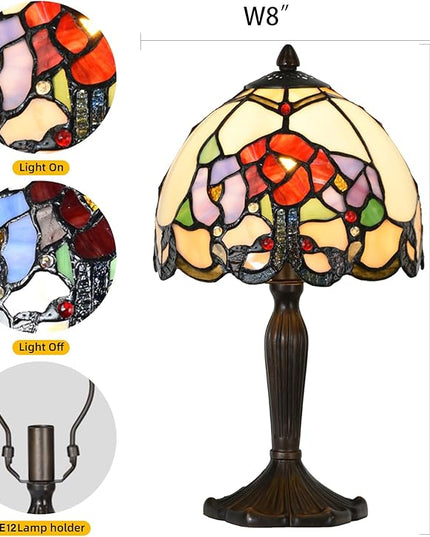 Tiffany Lamp Rose Flowers Design Stained Glass Table Lamp for Living Room Bedroom Bedside Nightstand Home Office - LeafyLoom