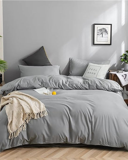 Silver Comforter Queen Light Gray Bedding Set 3 Pieces Comforter Set 1 Queen Comforter (90x90 inches) with 2 Pillowcases (20x26 inches) - LeafyLoom