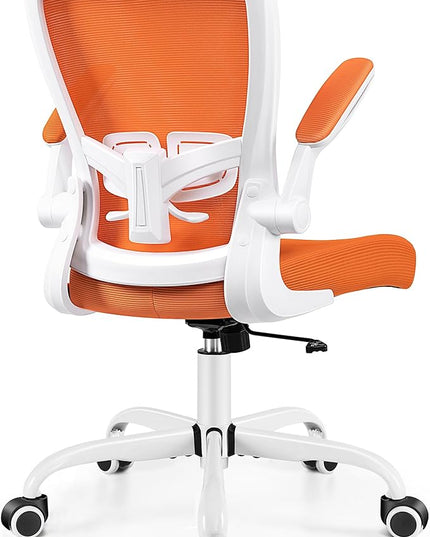 MINLOVE Office Chair Ergonomic Desk Chair with Adjustable Lumbar Support and Height, 90° Flip-up Armrests, Ergo Desk Chairs with Wheels, Home Work Use (Orange) - LeafyLoom