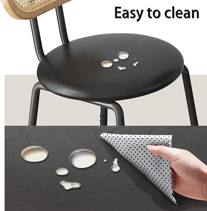 NicBex Kitchen Table for 2 Table and Chairs Dining Room Set Modern Dining Table 2-Piece Rattan Bar Chair Set with Metal Frame for Home or Hotel Dining Room, Kitchen or Bar, Black - LeafyLoom