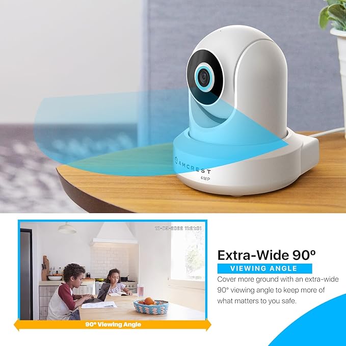 Amcrest 4MP ProHD Indoor WiFi, Security IP Camera with Pan/Tilt, Two-Way Audio, Night Vision, Remote Viewing, 4-Megapixel @30FPS, Wide 90° FOV, IP4M-1041W (White) Amcrest