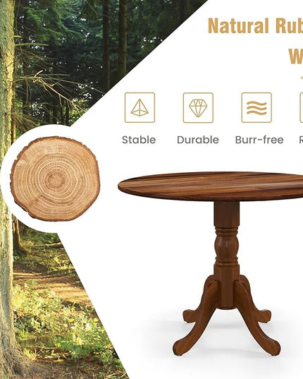 Round Dining Table, All Walnut - LeafyLoom