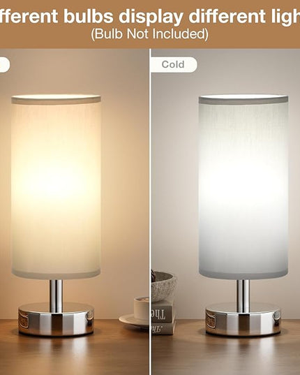 Small Table Lamp for Bedroom - Bedside Lamps for Night Stands, Minimalist Nightstand Light Lamp, Desk Lamps for Reading Room, Kids Room, Living Room, Office, Dorm - LeafyLoom