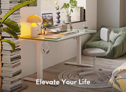 FEZIBO Electric Standing Desk, 48 x 24 Inches Height Adjustable Stand up Desk, Sit Stand Home Office Desk, Computer Desk, Green - LeafyLoom