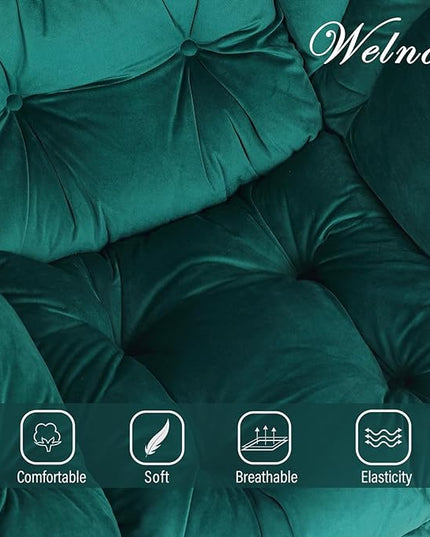 Welnow Lazy Chair with Ottoman, Modern Lounge Accent Chair with Armrests and a Side Pocket, Leisure Sofa Chair, Reading Chair with Footrest for Small Space, Corner Chair, Dark Green - LeafyLoom