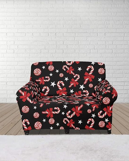 FKELYI Christmas Easy Going Stretch Sofa Slipcover Candy Cane Sofa Couch Cover Non-Slip Sofa Slipcovers Washable Furniture Protector S FKELYI