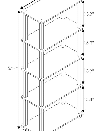 Furinno Turn-N-Tube 5-Tier Multipurpose Shelf / Display Rack / Storage Shelf / Bookshelf, Square Tubes, Pink/White - LeafyLoom