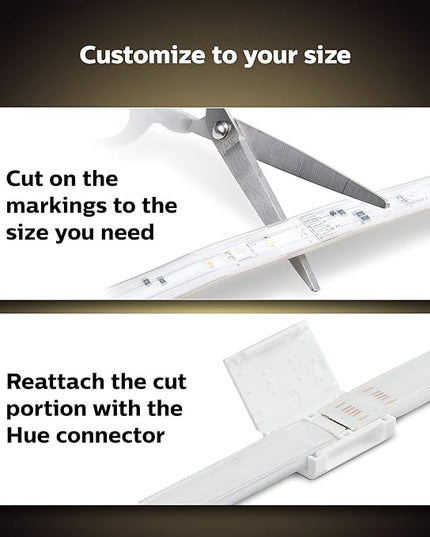 Philips Hue Indoor 3-Foot Smart LED Light Strip Plus Extension - Color-Changing Single-Color Effect - Requires Base Kit - Control with Hue App - Works with Alexa, Google Assistant and Apple HomeKit PhilipsHue