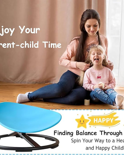 Kids Sensory Spinning Chair,Sit and Spin Swivel Chair for Kids Sensory,Kids Carousel Spin Sensory Chair,Kids Spinning Chair Metal Base Non-Slip Wobble Chair Sitting Comfortably - LeafyLoom