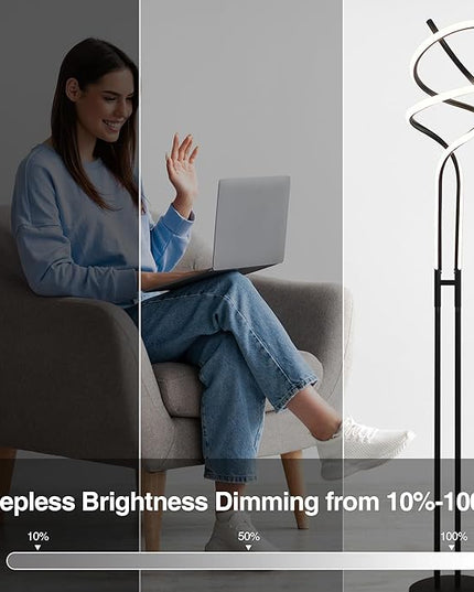 Modern Spiral Floor Lamp Dimmable LED Floor Lamp with 3 Color Temperatures, Ultra Bright, Standing Tall Lamp with Remote Reading Floor Lamp for Living Room Bedroom Office - LeafyLoom