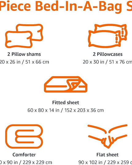 Amazon Basics 7 Piece Microfiber Kid's Bed-in-a-Bag Bedding Set, Full/Queen, Pink, Solid - LeafyLoom