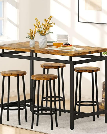 DKLGG Dinner Table Set for 4, Modern Kitchen Table and Chairs for 4 Wooden Top and Adjustable Metal Legs, Small Dining Room Table Set 5 Pieces Compact Design for Small Space - LeafyLoom