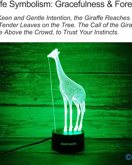 Giraffe 3D Lamp Gifts for Boys Girls Room, Night Light Toys Bedside Decor Gifts for Kids Baby, 7 Colors Changing Nightlight with Smart Control - LeafyLoom
