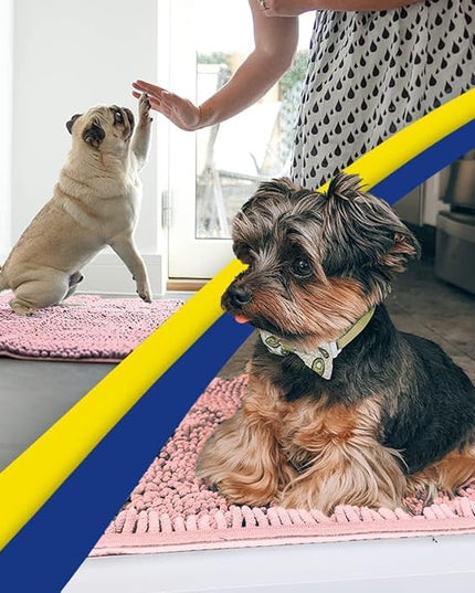 Muddy Mat® Original Dog Door Mat for Muddy Paws, Super Absorbent Microfiber, Non-Slip Washable Pet Rug, Quick Dry Chenille Entryway Carpet, Machine Washable Indoor Outdoor mat, Pink 24"x60" MuddyMat