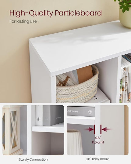 VASAGLE Bookcase, Bookshelf with 7 Compartments, Freestanding Shelves and Cube Organizer, for Display in Living Room, Bedroom, and Home Office, White ULBC27WT - LeafyLoom