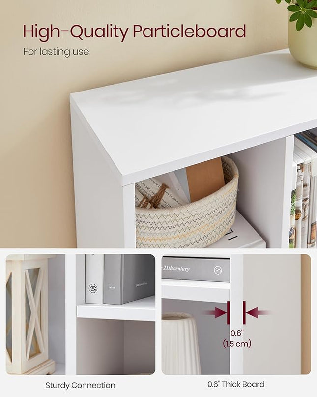 VASAGLE Bookcase, Bookshelf with 7 Compartments, Freestanding Shelves and Cube Organizer, for Display in Living Room, Bedroom, and Home Office, White ULBC27WT - LeafyLoom
