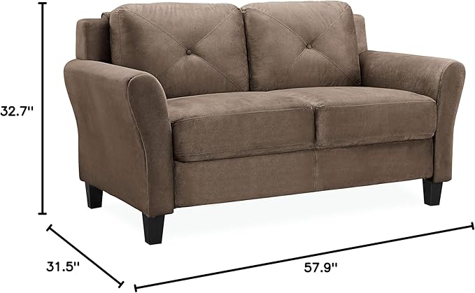 Lifestyle Solutions Harrington Loveseat Microfiber Brown - LeafyLoom