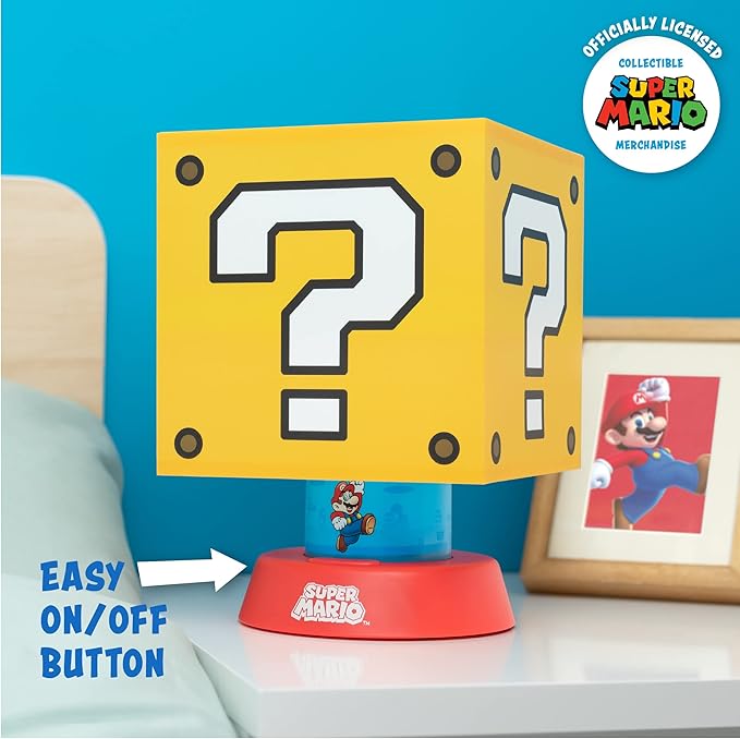 Paladone Super Mario Icon Lamp with 3 Brightness Settings and Auto Shut Off, Nintendo Game Merchandise and Themed Bedside Decor for Kids - LeafyLoom