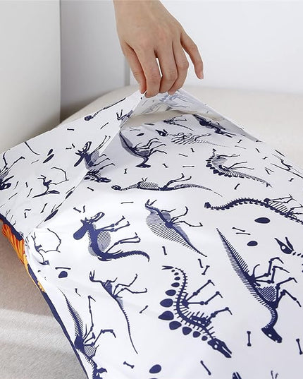 RYNGHIPY Cartoon Dinosaur Comforter Set, Dark Blue Dinosaur Kids Bedding Set for Boys, Dinosaurs Print Comforter Sets for Kids/Toddlers/Teens (Dinosaur,Twin) - LeafyLoom