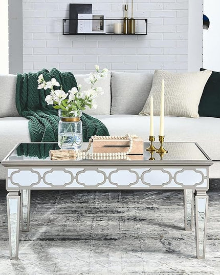 NicBex Coffee Table Modern Tempered Glass Coffee Table with Storage Rectangle Center Tables with Strong Legs Dining Table for Living Room, Dining Room, Office, and Bedroom,39.37" W, Silver - LeafyLoom