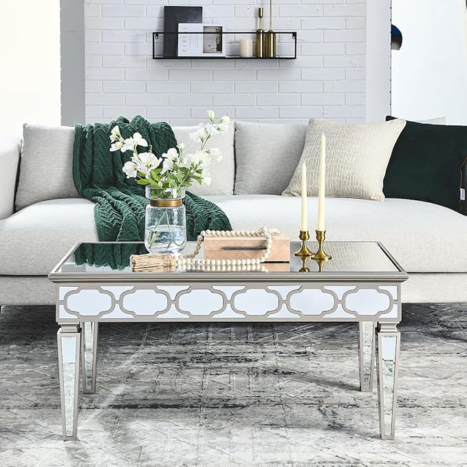 NicBex Coffee Table Modern Tempered Glass Coffee Table with Storage Rectangle Center Tables with Strong Legs Dining Table for Living Room, Dining Room, Office, and Bedroom,39.37" W, Silver - LeafyLoom