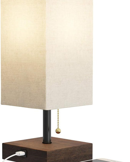 Lavish Home LED Desk Lamp with USB Charging Port - Small Bedside Table Light for Reading - Bedroom, Living or Dining Room, Dorm Decor (Linen/Brown) - LeafyLoom