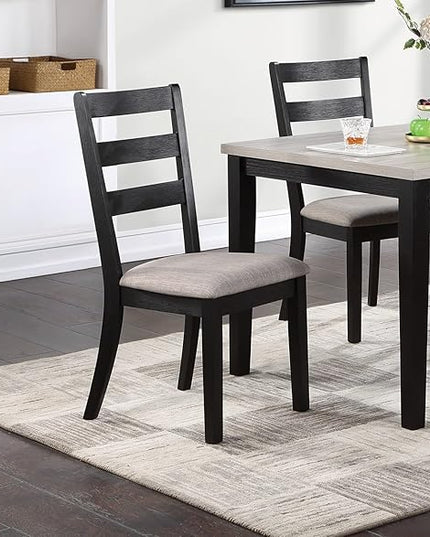 NicBex Small Dining Table Set for 4 Dining Room Set 5pc Dining Set Kitchen Dinette Wooden Top Table and Chairs Upholstered Cushions Seats Ladder Back Chair Dining Room, Black - LeafyLoom