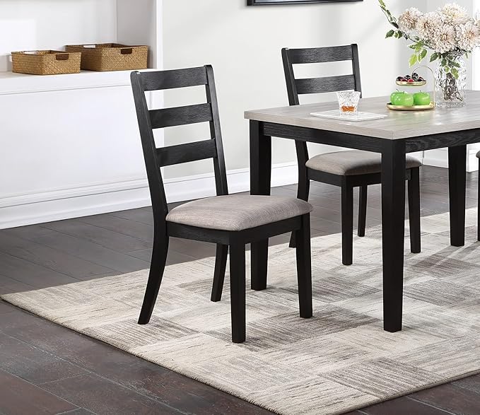 NicBex Small Dining Table Set for 4 Dining Room Set 5pc Dining Set Kitchen Dinette Wooden Top Table and Chairs Upholstered Cushions Seats Ladder Back Chair Dining Room, Black - LeafyLoom