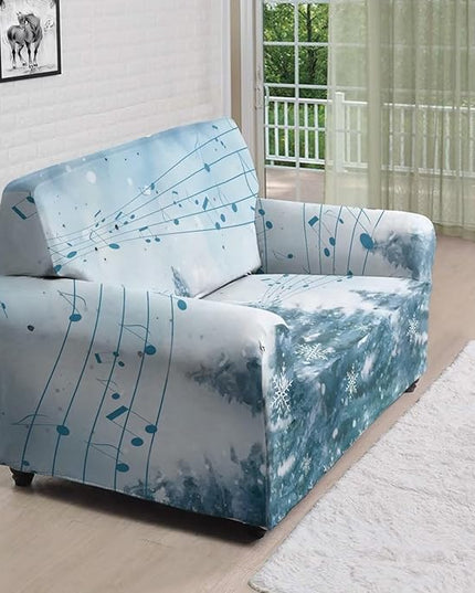 FKELYI Blue Christmas Tree Easy Going Stretch Sofa Slipcover Snow Sofa Couch Cover with Elastic Bottom Stretch Sofa Slipcovers M FKELYI