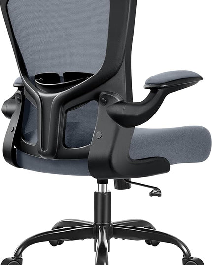 Ergonomic Office Chair, Lumbar Support Desk Chair with Flip-up Armrest and Breathable Mesh, Height Adjustable Swivel Office Chair Darkgray - LeafyLoom