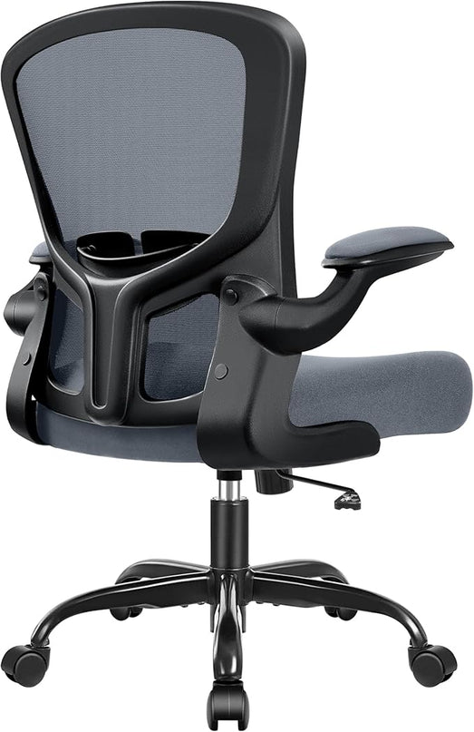 Ergonomic Office Chair, Lumbar Support Desk Chair with Flip-up Armrest and Breathable Mesh, Height Adjustable Swivel Office Chair Darkgray - LeafyLoom