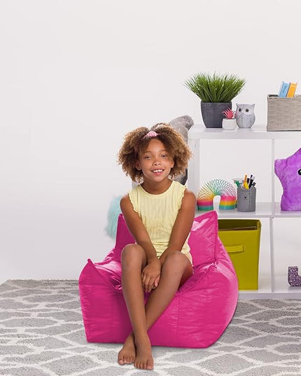 Posh Creations Bean Bag Chair Structured Comfy Seat Use for Gaming, Reading and Watching TV, Newport, Pink - LeafyLoom