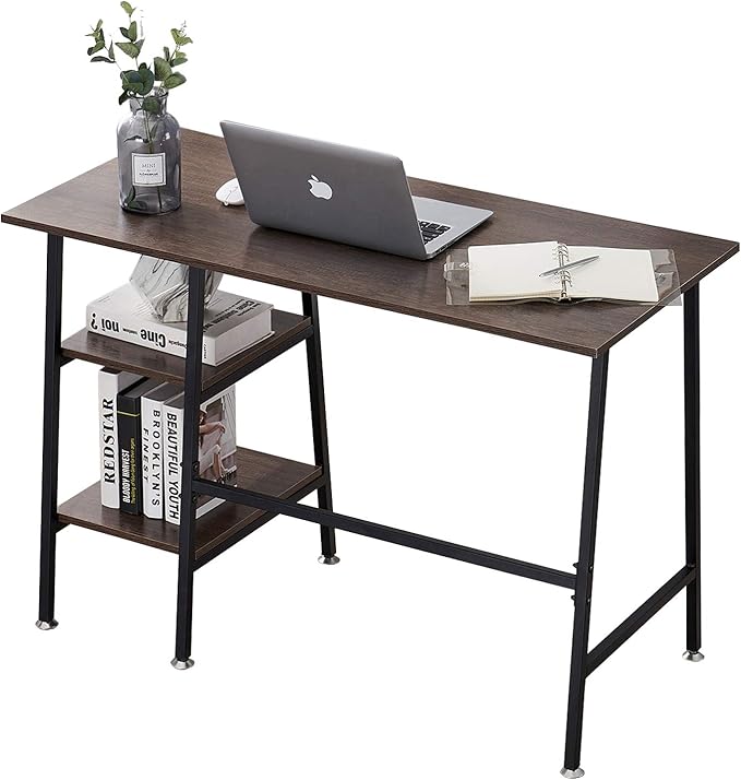 VECELO 43 Inch Computer Modern Student Writing Home-Office, Ladder Desk, Coffee+black Leg - LeafyLoom