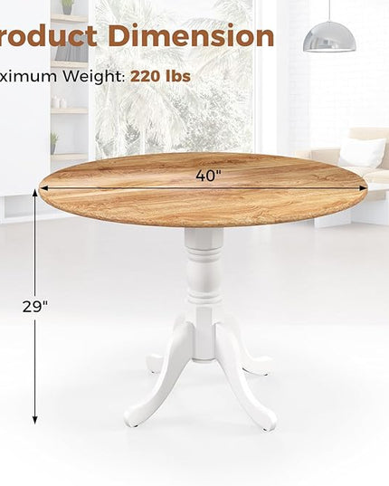 Round Dining Table, Natural - LeafyLoom