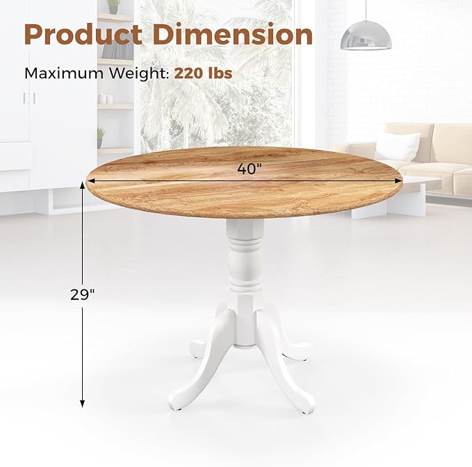Round Dining Table, Natural - LeafyLoom