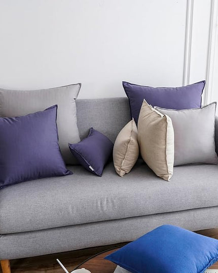 Jeanerlor Set of 2 Decorative Cotton Linen Couch 26"x26" Throw Pillow Case for Sofa Durable Classy, Comfortable Cushion Cover for Party/Wedding(65 x 65cm) Light Linen - LeafyLoom