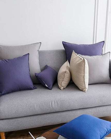 Jeanerlor 12"x20" Cotton Linen Decorative Lumber Throw Pillow Case Cushion Cover Set with Twin Needles Stitch on Edge for Father's Day,(30 x 50cm), 2 Pcs, Light Linen - LeafyLoom