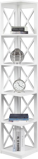 Convenience Concepts Oxford Corner Bookcase and End Table Bundle, White - LeafyLoom
