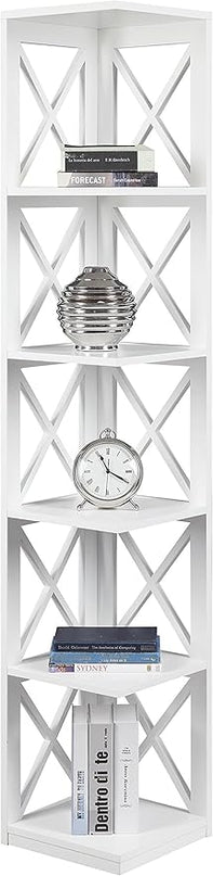 Convenience Concepts Oxford Corner Bookcase and End Table Bundle, White - LeafyLoom