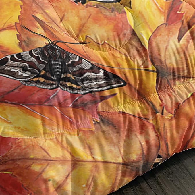 Galaxy Mushroom Comforter Set Twin Size Kids Mushroom Butterfly Bedding Set Leaves Quilt Bed Set for Boys Girls Adults with 1 Comforter and 2 Pillowcases - LeafyLoom