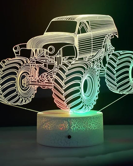 3D LED Lamp for Kids Room Night Lights for Kids Monster Trucks for Boys, with Smart Touch 7 Colors Changing Dimmable Monster Truck Light, for 1 2 3 4 5 6 7 8 Year Old Boy/Girl Birthday Xmas Gifts - LeafyLoom
