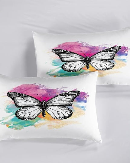 CVHOUSE Butterfly Bedding Set,Butterfly Comforter Full,Butterfly Comforter Set for Girls Kids Teens,Butterflies Quilt Set with 1 Comforter and 2 Pillow Cases- 3 Piece - LeafyLoom