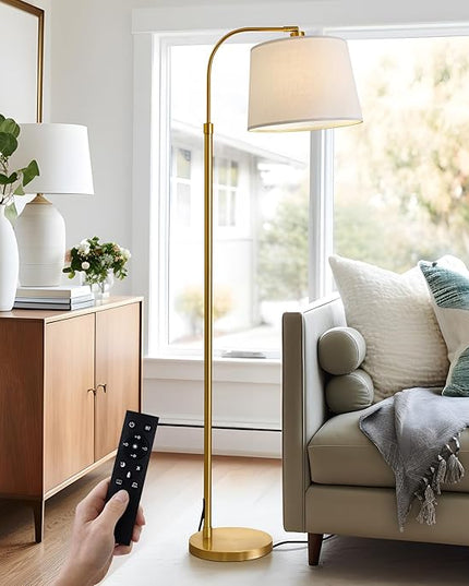 Oneach 62" Gold Floor Lamp for Living Rooms Tall Arc Standing Lamps with remote Bedrooms Industrial Corner Nursery Girls Kid Vintage Mid-Century Modern Reading Light Office(Bulb Included) - LeafyLoom