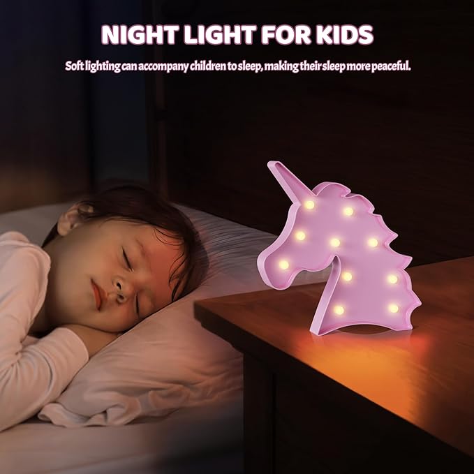 Pink Unicorn Decor, Battery Powered Unicorn Night Light for Kids, Unicorn Party Decorations, Unicorn Birthday Decorations for Girls, Pink Room Decor, Pink Decor, Pink Wall Decor - LeafyLoom