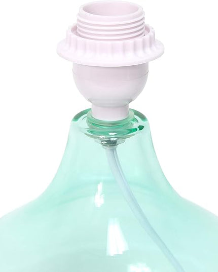 Simple Designs LT2063-AOW Glass Raindrop Bedside Table Lamp with White Fabric Shade, Aqua (Pack of 4) - LeafyLoom